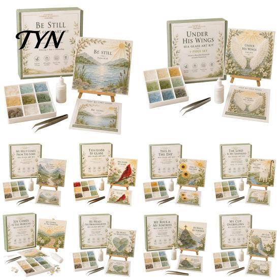 Handmade Faith Wall Art Faith-Inspired Sea Glass Kit, Psalms of Comfort And Strength Christian DIY Gift for Women Mosaic Inspirational Bible