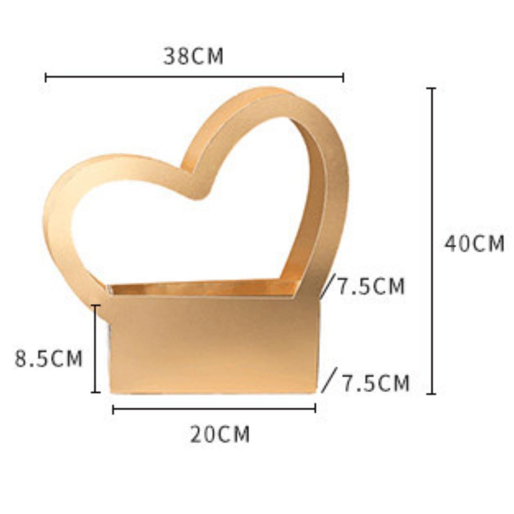 4 Pcs Valentine's Day Gift Bags Heart Shaped Boxes for Flowers Empty Bouquet with Handle Folding Basket for Wedding Arrangement Graduation