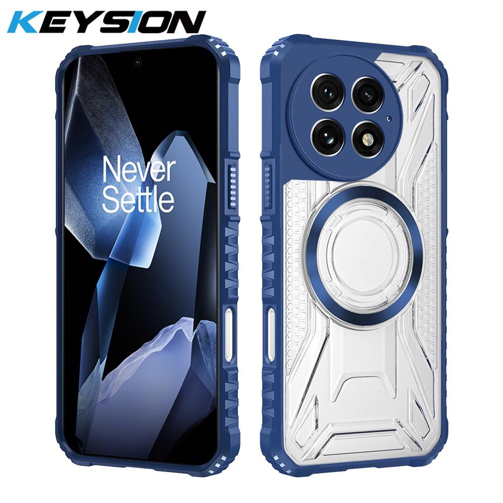 KEYSION Transparent Magnetic Case for OnePlus 13 5G Soft Silicone+PC Heavy Duty Shockproof Phone Back Cover for One Plus 1+13