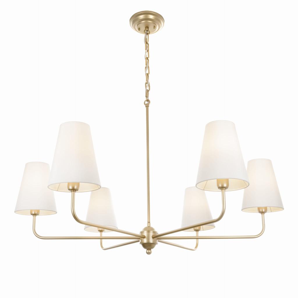 CLASSY PLUS Gold WHITE Chandelier - wide