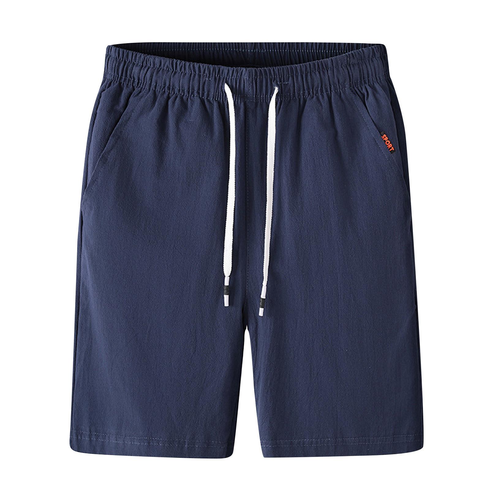 

Мужские свободные хлопковые и льняные укороченные брюки Модные повседневные спортивные прямые брюки XXL темно-синий