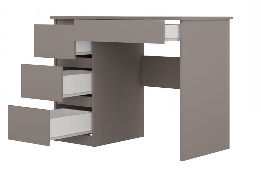 Mijas Left Computer Desk For Laptop 4 Drawers Color Clay Grey For Study And Work