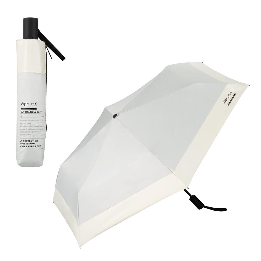 Umbrella IZA AUTOMATIC SAFE X Light Gray Light UV Heat Folding Automatic Opening and 2025Men's All-Weather Type & Off-White [100% Blocking, 100%
