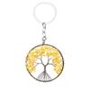 7-Color Natural Crystal Tree of Life Keychain Pendant