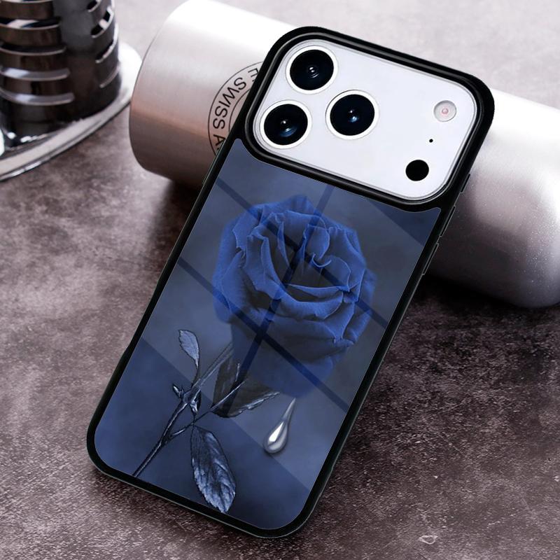Blue Rose Flower Phone Case For iPhone 17 16 15 14 13 12 11 Pro Max Plus 17Air Soft Silicone Cover