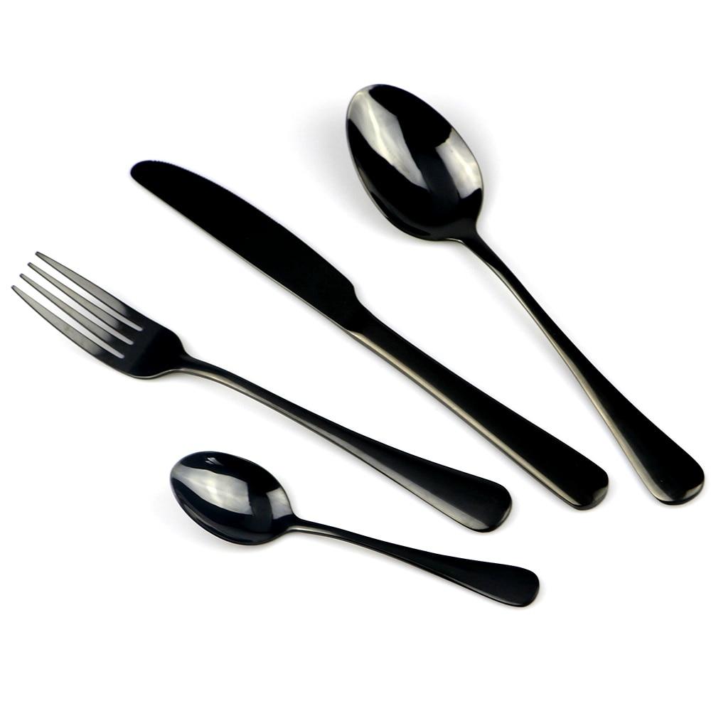 4Pcs Promotion Dinnerware Set Stainless Steel Colorful Rainbow Gold Knife Fork Teaspoon Dishwasher Safe Silverware Set Cutlery