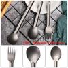 Portable New Pure Cutlery Fork Outdoor Picnic Accessories Titanium Cookware Long Handle Spoon
