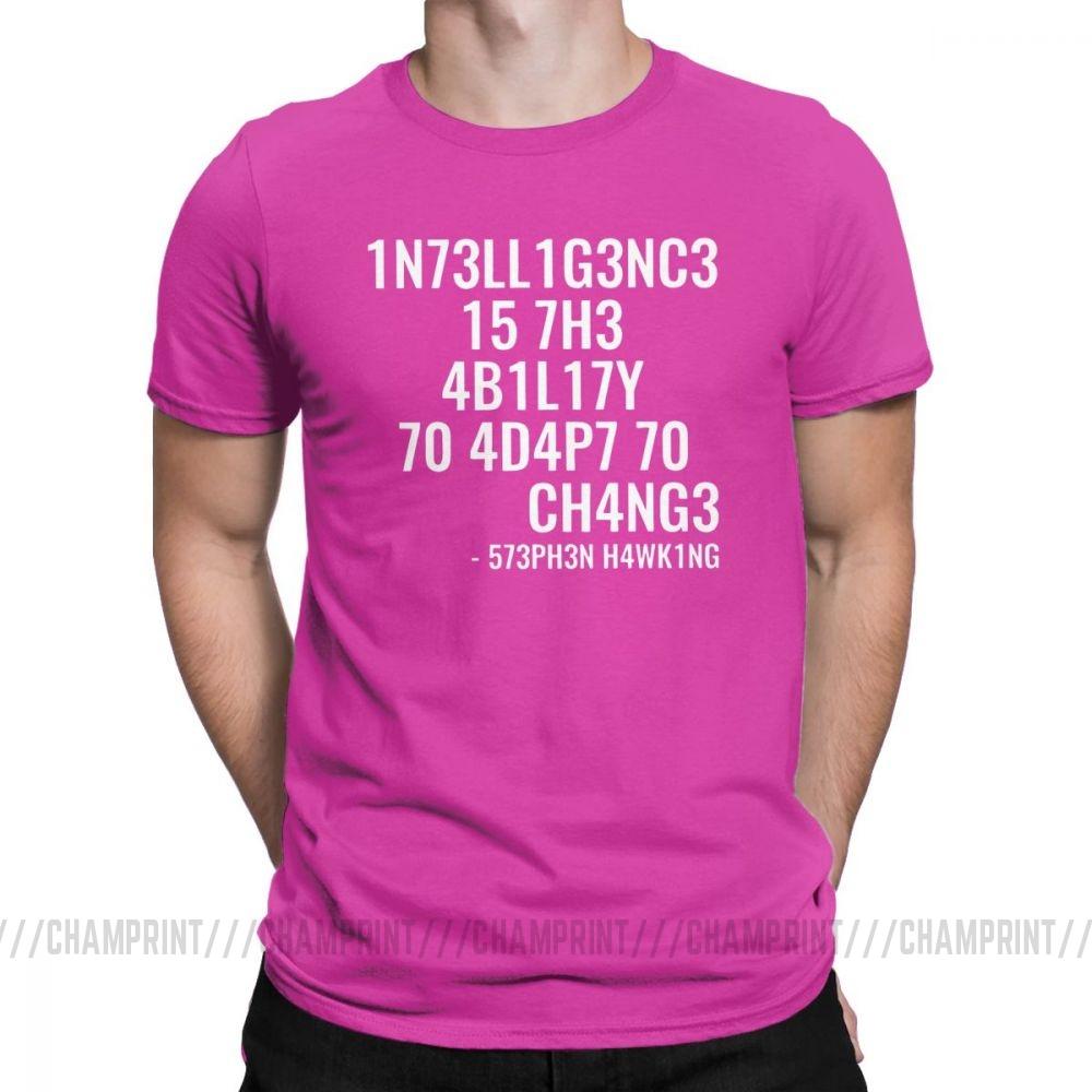 Men T Shirts Intelligence Funny Intelligence Is The Ability To Adapt To Change Tee Shirt Round