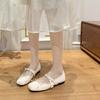 2025 New French Elegant Round Head Flat Mary Jane Shoes Summer Sweet Bow Word with Shallow Mouth Single Shoes
