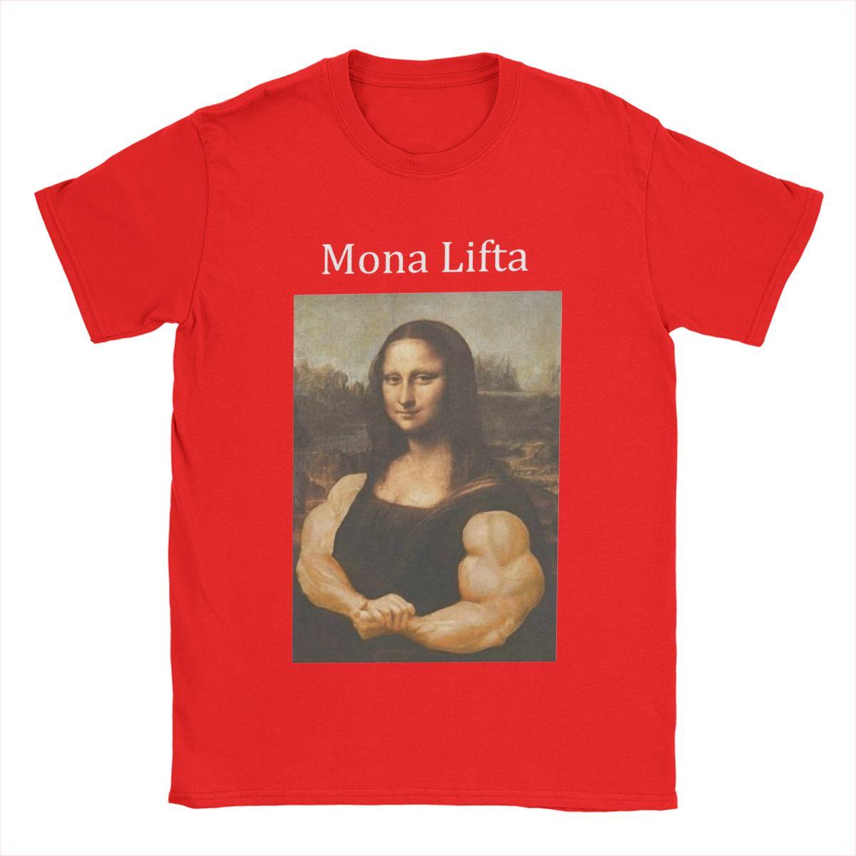 Мужские футболки Мона Лифта Лиза Юмористическая футболка с коротким рукавом и круглым вырезом 100% хлопок Печатные Топы S