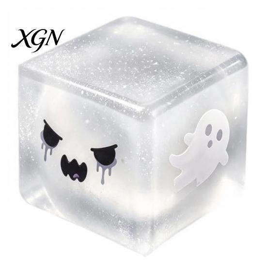 Ice Cube Toy Halloween Ghost Stress Sensory Toy, Anxiety Relief Squeeze Glitter Balls Slow Rising Pinch for Kids Adults