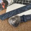 Retro American Style Belt For Women Heart Button Belt Unique High-End Pu Leather Belt For Jeans Versatile Decoration Accessories