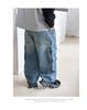 2025 Spring & Autumn Boys' Cargo Jeans: Trendy, Loose-Fit, Casual Long Pants for Kids