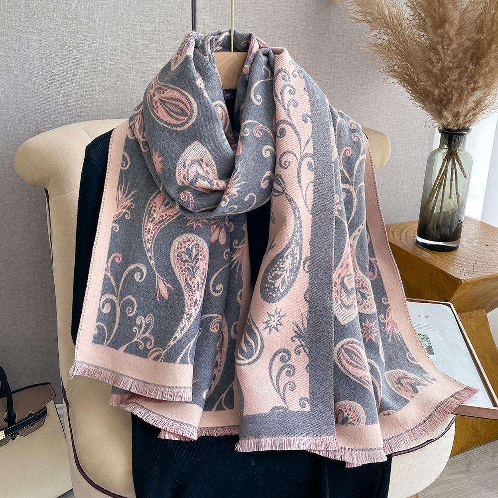 Scarf Women'S Versatile Long Scarf Imitation Cashmere Cashew Flower Shawl Women'S Scarf
