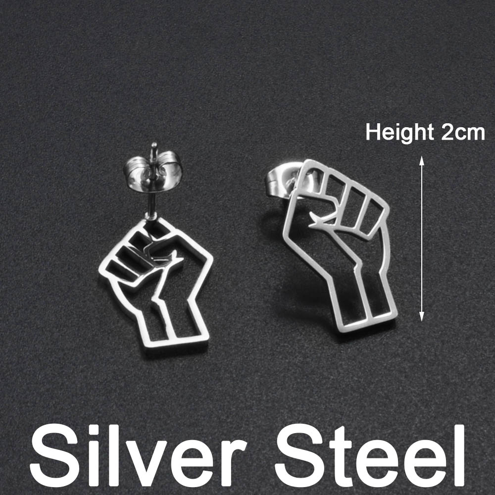 Anniyo Black Lives Matter Fist Symbol Stud Earrings Stainless Steel BLM African Jewelry @321501