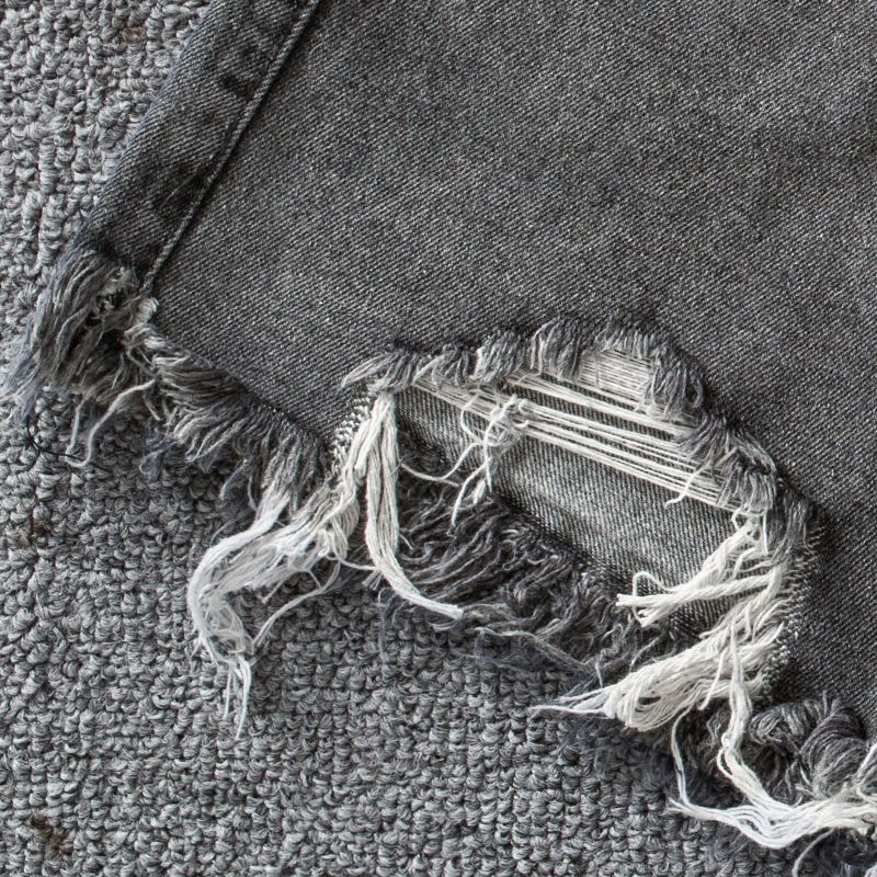 Grey Denim Shorts Women's Summer New Style Tassel High Waist Rough Edge Loose Hole Pants