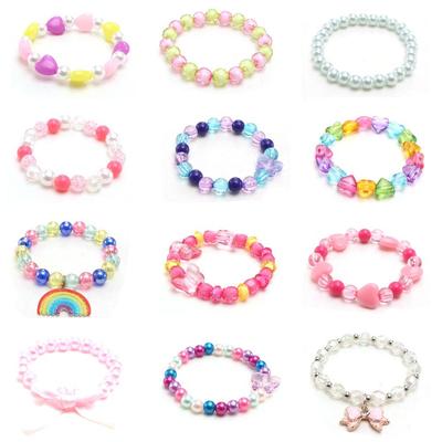 Rainbow Resin Pendant Bead Bracelet for Girls