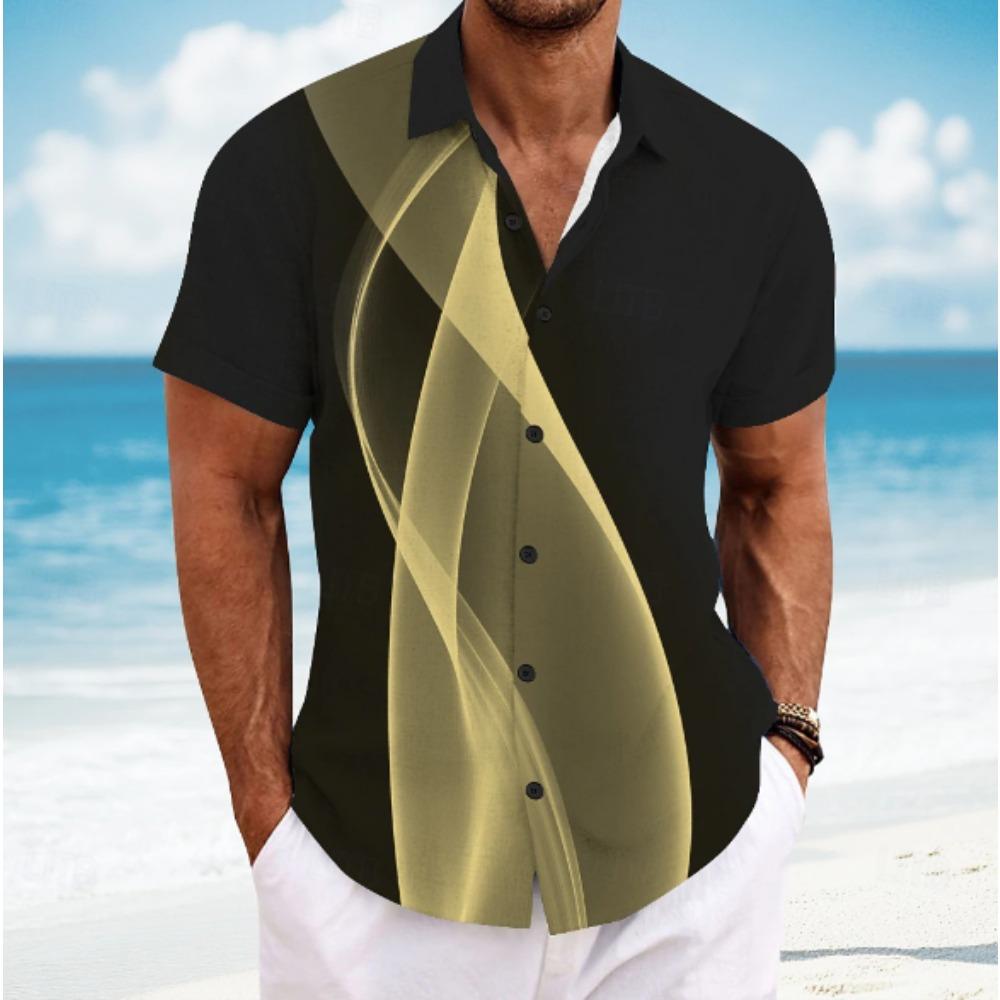 Camisa de Hombre con Patrón Sencillo Estampado 3D Camisa de Botones Camisa Casual Camisa de Verano Manga Corta Ropa Diaria de Vacaciones