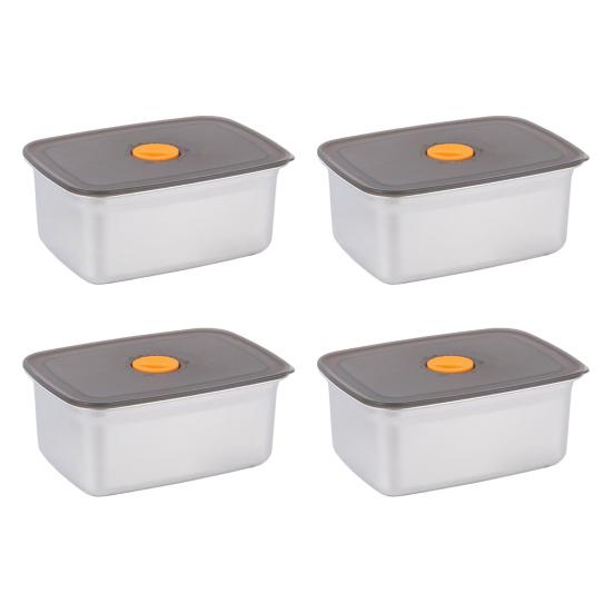 Lunch Box with Lid Stackable Snack Containers Leak-proof Stainless Steel Food Container for Fruits