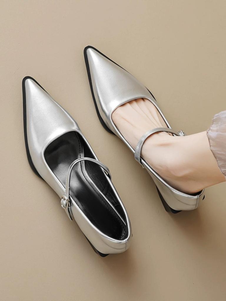 Woman Fashion Pointy Mary Jane Shoes 2025 Spring New Elegant Pumps Female Sexy Pointed Toe High Heels Thick Heel Party Shoes
