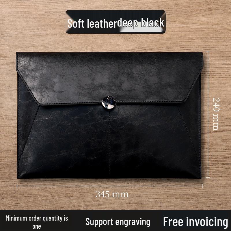 A4 Textured Leather File Bag, Custom Logo, Waterproof, Large Capacity Document Holder