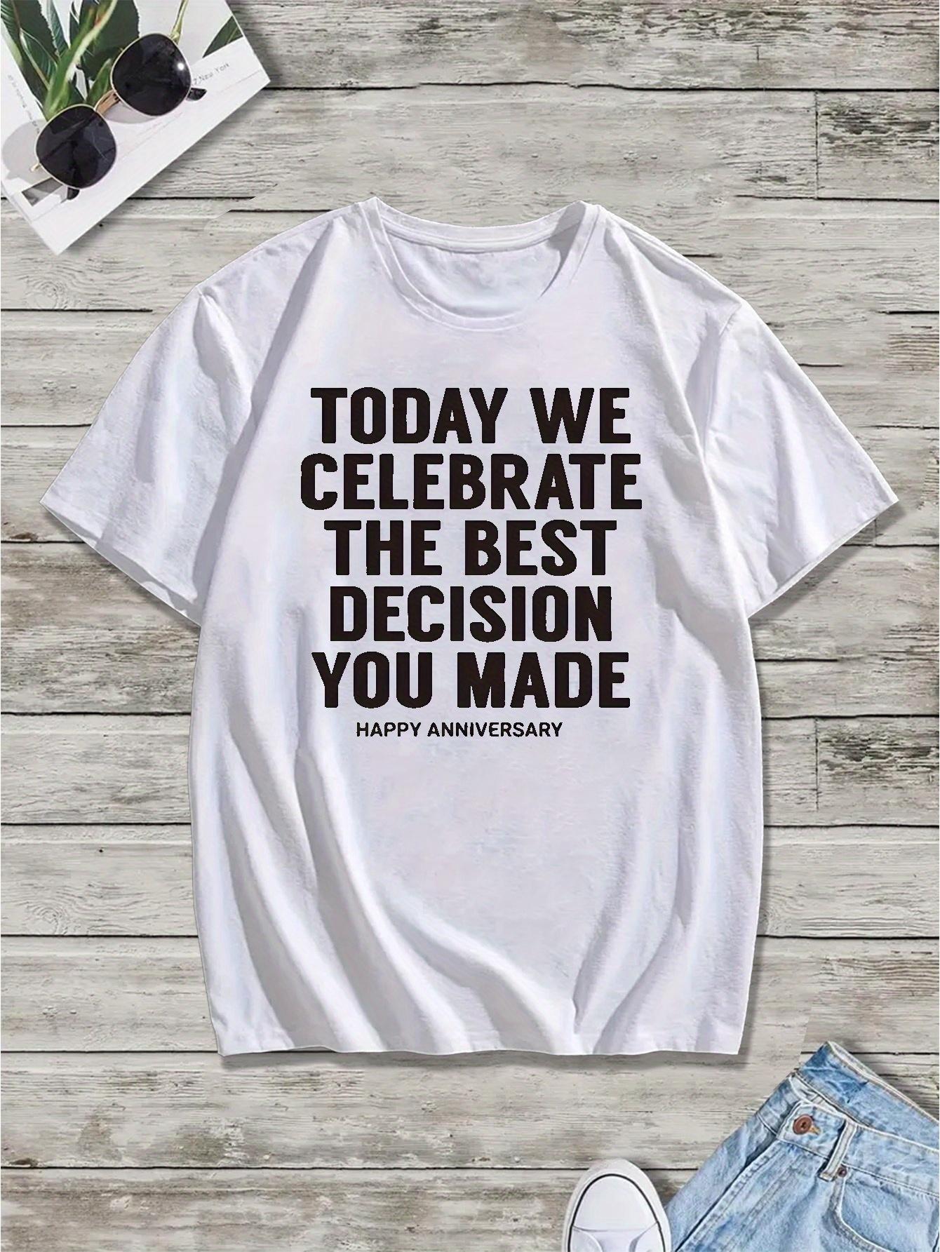 

Happy Anniversary Print T Shirt, Tees For Men, Casual Short Sleeve T-shirt For Summer XXXXXL белый