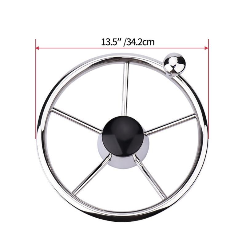 Quick Install Stainless Steel Marine Steering Wheel 13.5 Inch Suitable For Boats Yachts Fast Setup Without Special Tools
