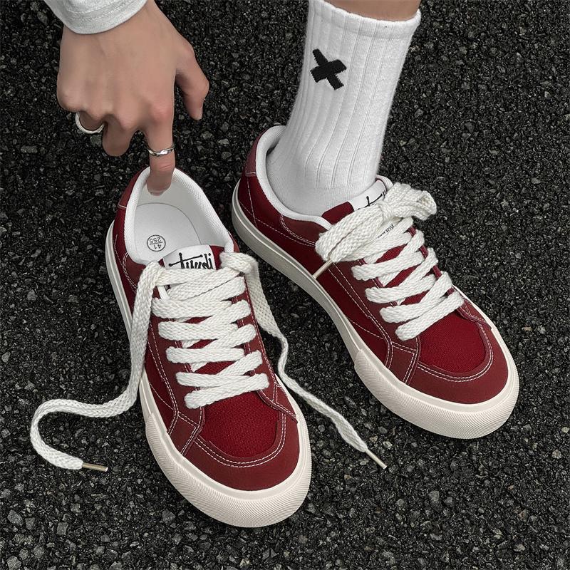Fashion Mens Cowboy canvas Shoes Breathable Trend Mens board Shoes Thick Sole Trend Comfortable student Skateboard Trainers Footwear