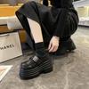 Thick-soled heightening British style small leather shoes women's 2025 new summer and autumn black giant comfortable shoes giant good-looking shoes s