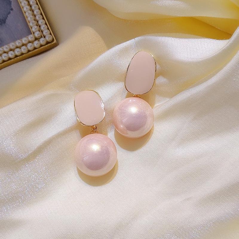 S925 Sterling Silver Pink Pearl Earrings – 2023 Trendy Candy Color Celebrity Style