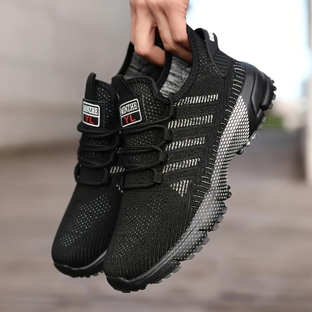 МУЖСКАЯ ДЫШАЩАЯ И НЕСКОЛЬЗЯЩАЯ СПОРТИВНАЯ ОБУВЬ - весенние и летние повседневные модные кроссовки для активного отдыха пробежек и тренировок в парке 40 чёрный 2345₽