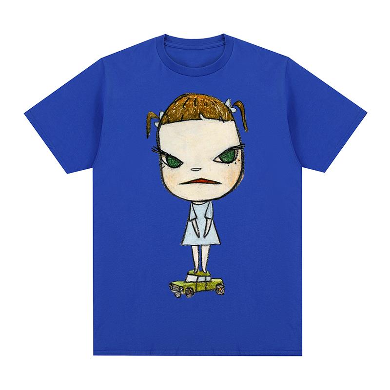Yoshitomo Nara GIRL ON GREEN CAR Vintage Tshirt Funny Cute Cartoon Anime Cotton Unisex T shirt New TEE TSHIRT Womens tops
