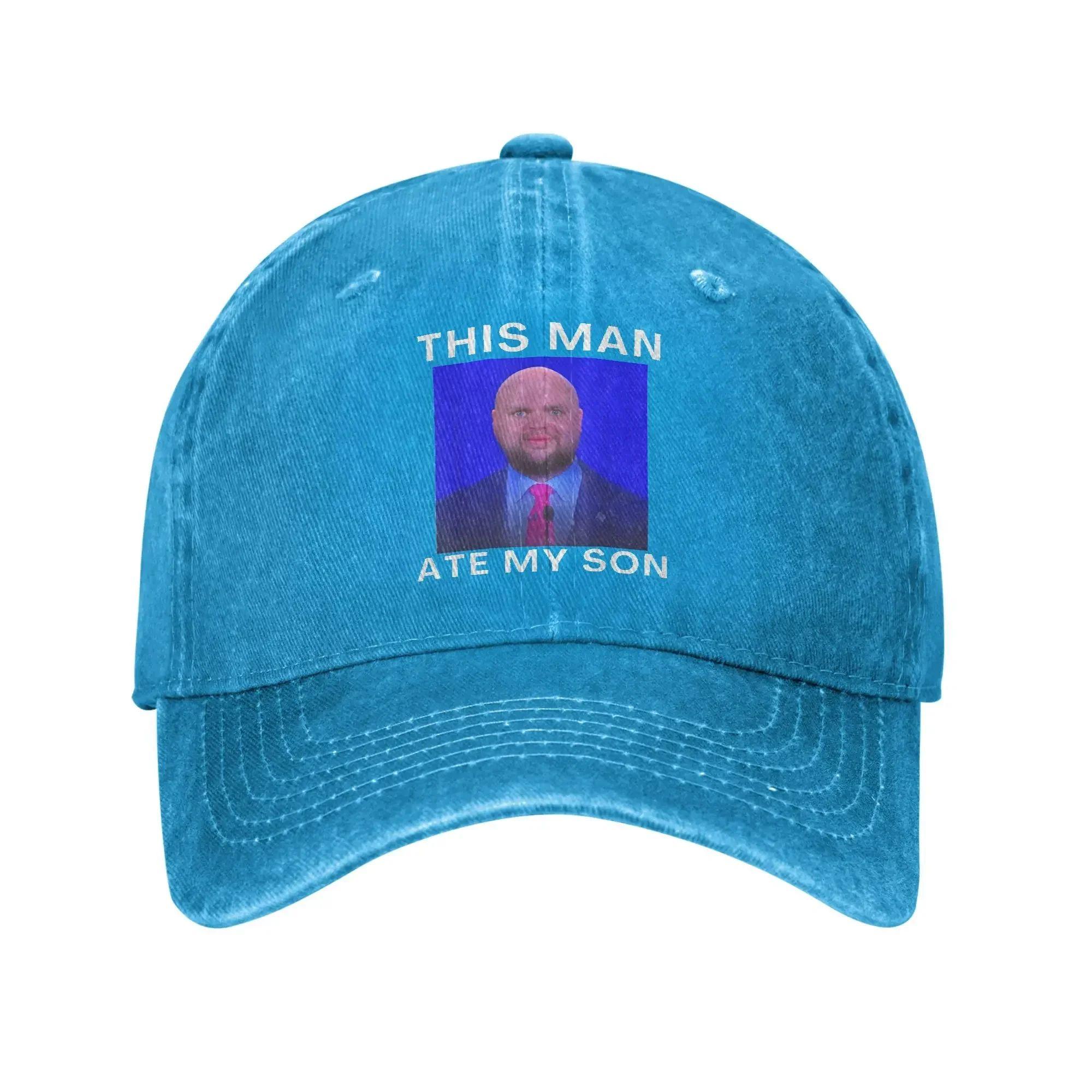 

This Man Ate My Son Funny Meme Ironic Silly Unhinged Summer Hip Hop Hats Men Adult Casual Hiking Fishing Sun Baseball Caps Adjustable