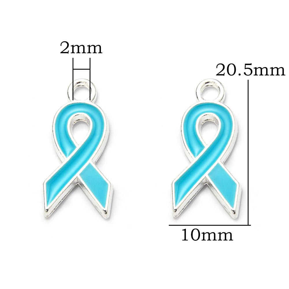 10pcs/lot Ribbon Enamel Charms Breast Cancer Awareness Pendants For DIY Necklace Earring Bracelet Jewelry Making Handmade