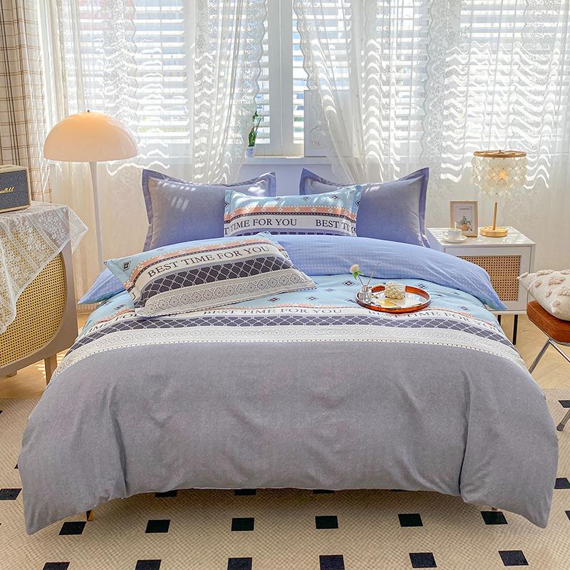 Skin-friendly Cotton Plant Cashmere Thickened Sanded Four-piece Bedding Set Dormitory Three-piece Set Bed Sheet Quilt Cover