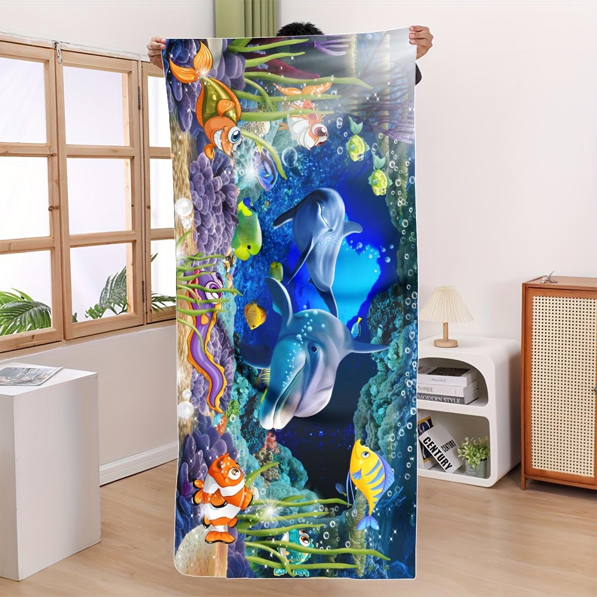 

Vibrant Underwater Life Bath Towel - Soft, Highly Absorbent & Colorful Design for Kids Bathroom Decor & Fun Gift Option 50x100cm
