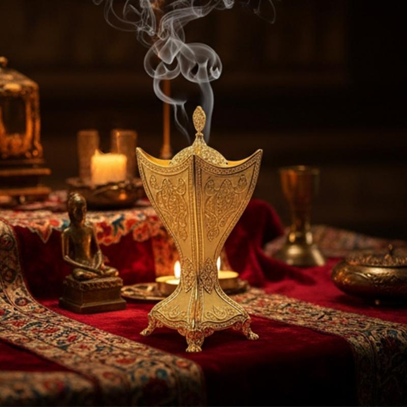 Elegant Alloy Frankincense Resin Burners Luxurious Incenses Holder with Intricate Carving for Living Room Decoration