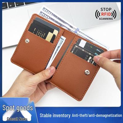 RFID Anti-Theft Leather Card Holder with Multi-Card Slots and Large Capacity for Change
