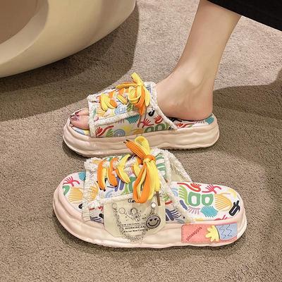 Women's Summer Graffiti Platform Sandals 2024 - Trendy Beach Slippers