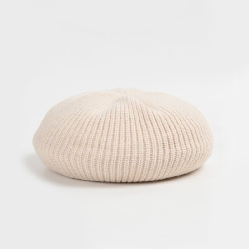LALA Wool Knit Beret Hat - Ivory
