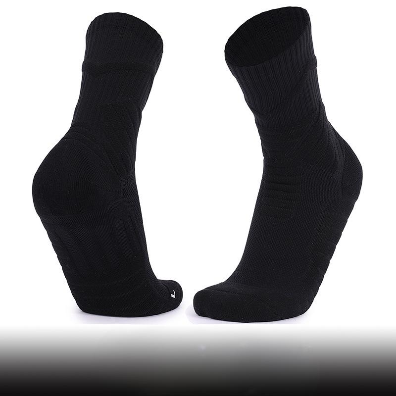 Basketball Professional Towel Sole Socks, Pure Cotton Women's and Men's Solid-color Sports Socks, Shock-absorbing and Anti-slip Mid-calf Socks