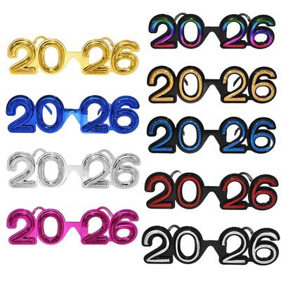 2026 Brýle 2026 Brýle Šťastný rok Diamantové třpytivé sluneční brýle Cosplay rekvizita Vánoční párty dekorace Vtipné brýle