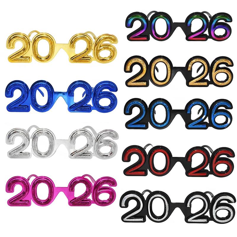 2026 Number Eyeglasses 2026 Happy  Year Glasses Diamond Glitter Sunglasses Cosplay Prop Xmas Party Decoration Funny Glasses