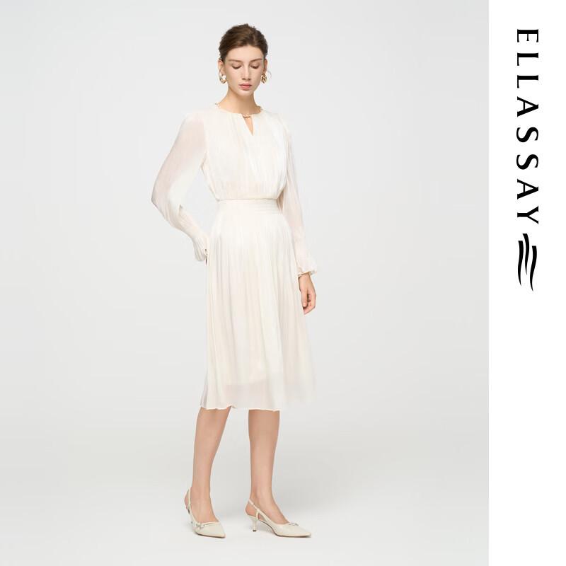 ELLASSAY 2025 Early Autumn French Shimmer Bell Sleeve Dress