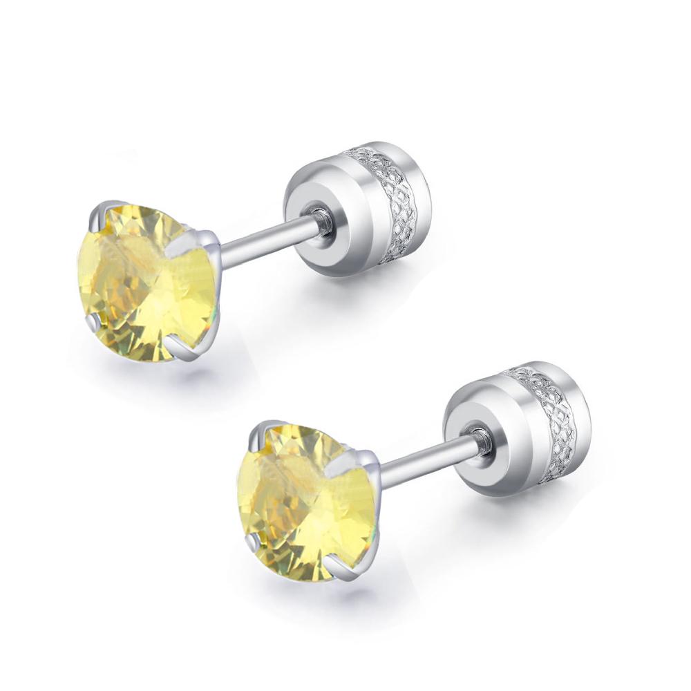 1 Piece Medical Stainless Steel Crystal Zircon Ear Studs Earrings Tragus Cartilage Hypoallergenic Screws Piercing Zircon
