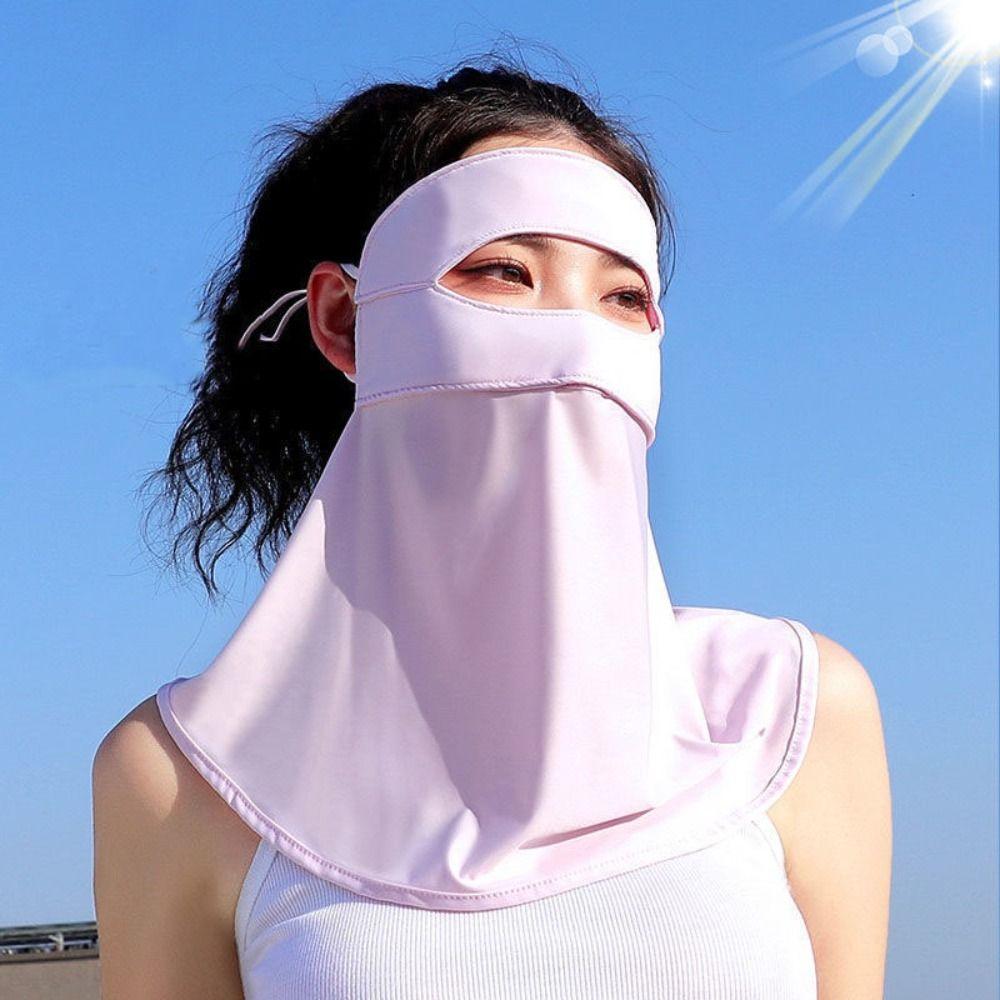 Summer Ice Silk Face Cover UPF 50+ Neck Wrap Cover Fashion Full-Face Sunscreen Veil  Cycling