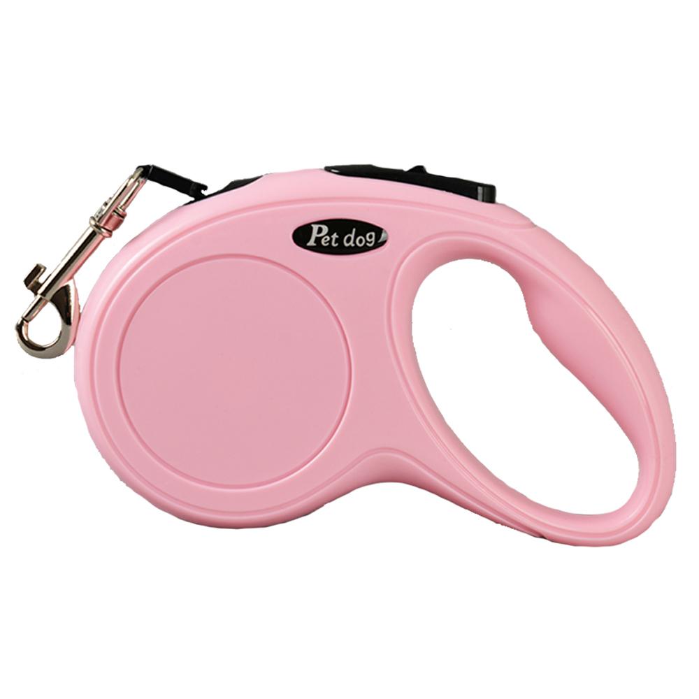 

3 м/5 м автоматический выдвижной поводок для собак прочная нейлоновая веревка портативная тяга на открытом воздухе для домашних животных кошка собака выгул рулетка поводок товары для домашних животных 5M розовый