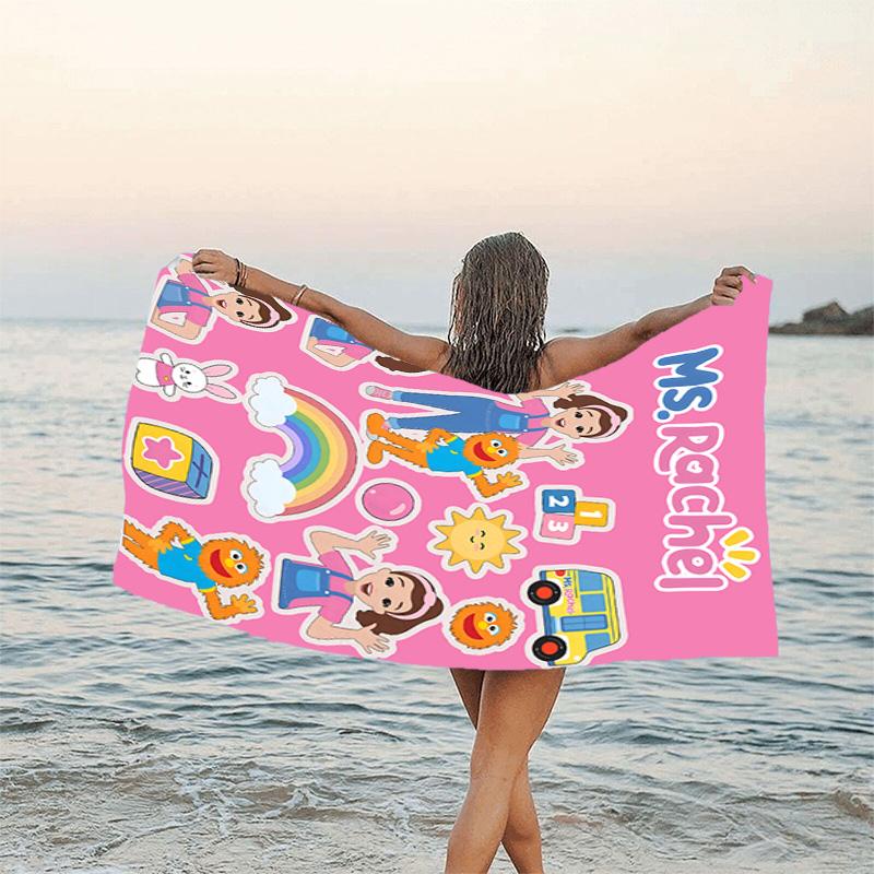 1pc Ms Rachel3 Beach Towel, Beach and Seaside Swimming Pool Equipment, Fashion Pattern, Rectangular, Travel Essentials