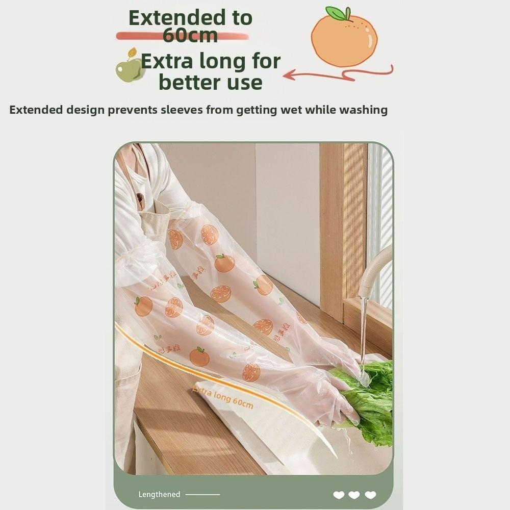 10PCS Print Disposable Gloves Extra Long Extended Housework Gloves  for Restaurant