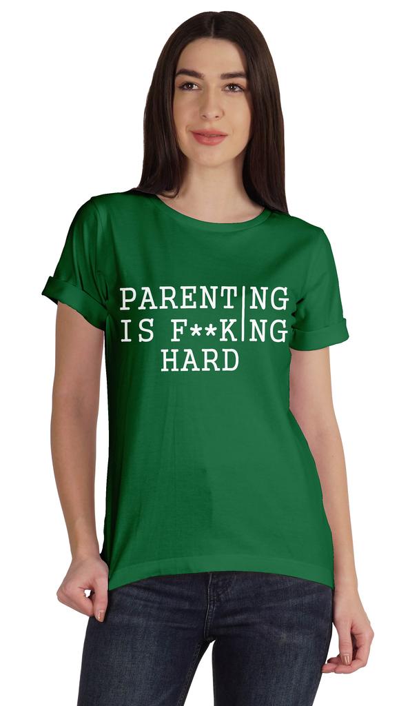 Inkmeso Scoop-Neck Parenting Is F**King Hard Graphic Tshirt Short Sleeve
